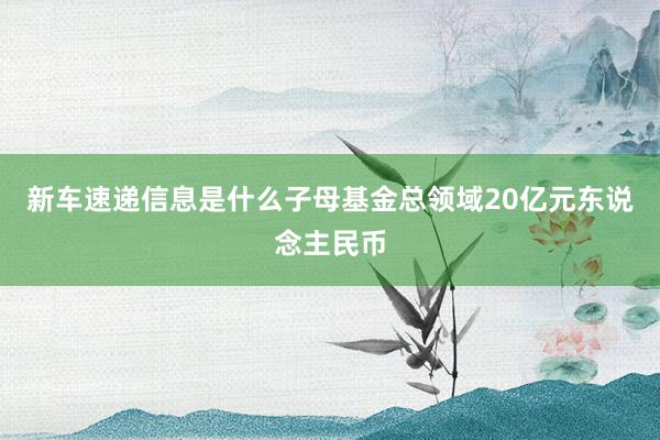 新车速递信息是什么子母基金总领域20亿元东说念主民币