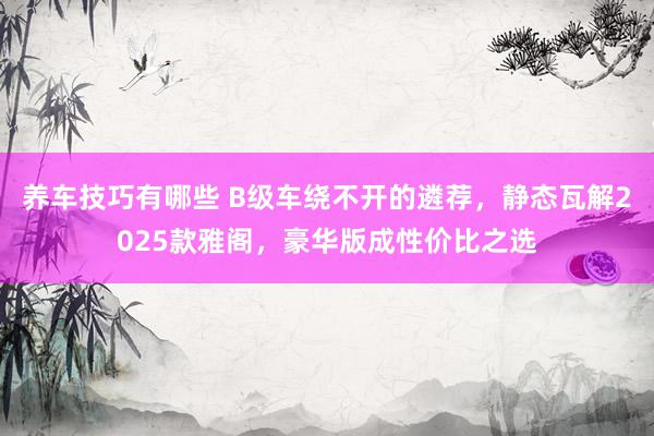 养车技巧有哪些 B级车绕不开的遴荐，静态瓦解2025款雅阁，豪华版成性价比之选