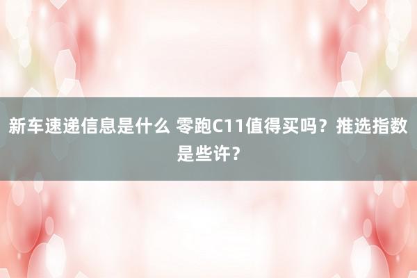 新车速递信息是什么 零跑C11值得买吗？推选指数是些许？