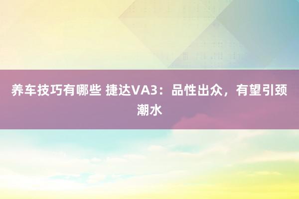 养车技巧有哪些 捷达VA3：品性出众，有望引颈潮水