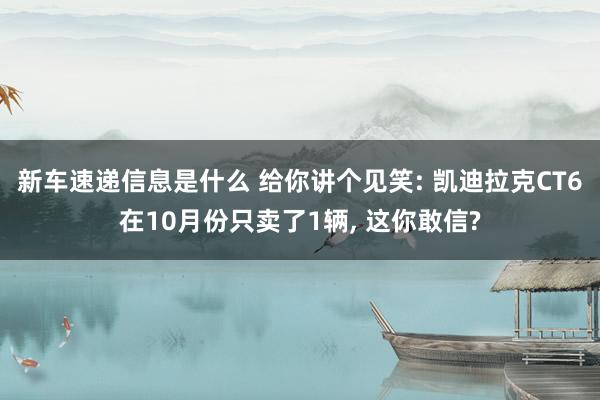 新车速递信息是什么 给你讲个见笑: 凯迪拉克CT6在10月份只卖了1辆, 这你敢信?