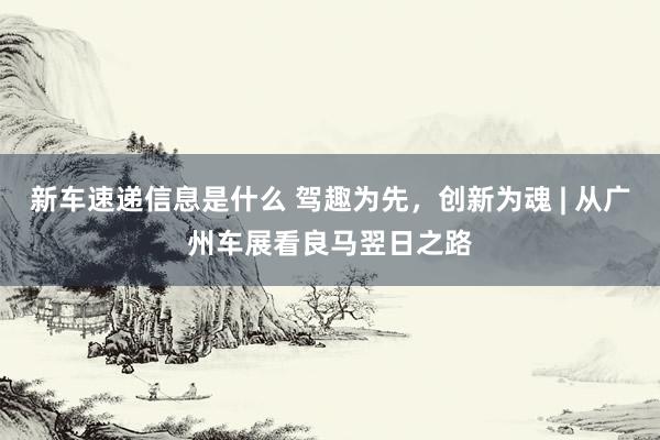 新车速递信息是什么 驾趣为先，创新为魂 | 从广州车展看良马翌日之路