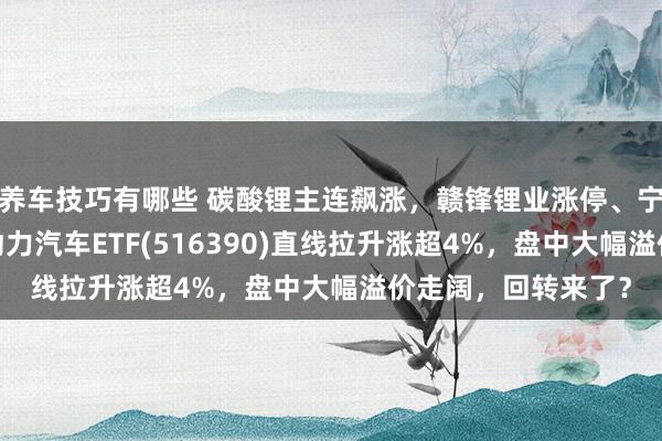 养车技巧有哪些 碳酸锂主连飙涨，赣锋锂业涨停、宁德期间涨3%，新动力汽车ETF(516390)直线拉升涨超4%，盘中大幅溢价走阔，回转来了？