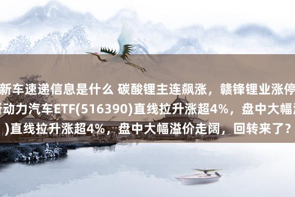 新车速递信息是什么 碳酸锂主连飙涨，赣锋锂业涨停、宁德时期涨3%，新动力汽车ETF(516390)直线拉升涨超4%，盘中大幅溢价走阔，回转来了？