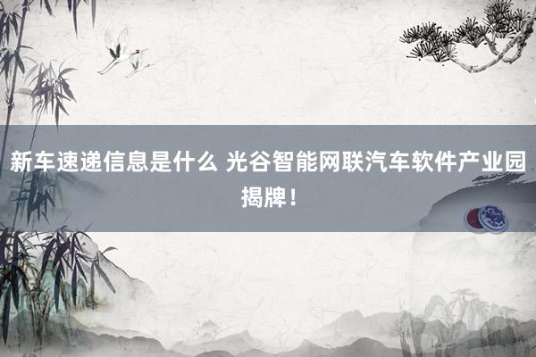 新车速递信息是什么 光谷智能网联汽车软件产业园揭牌！