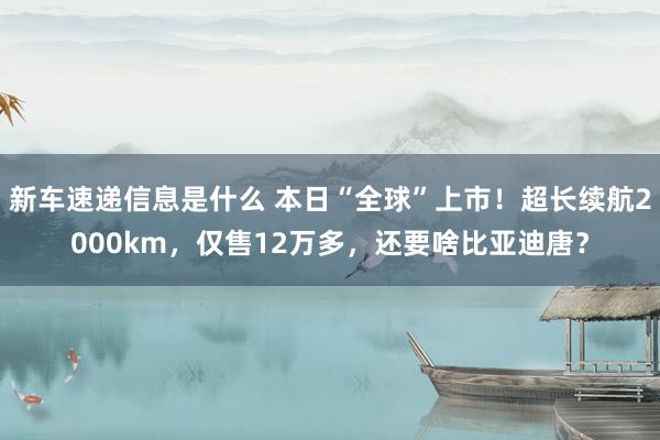 新车速递信息是什么 本日“全球”上市！超长续航2000km，仅售12万多，还要啥比亚迪唐？