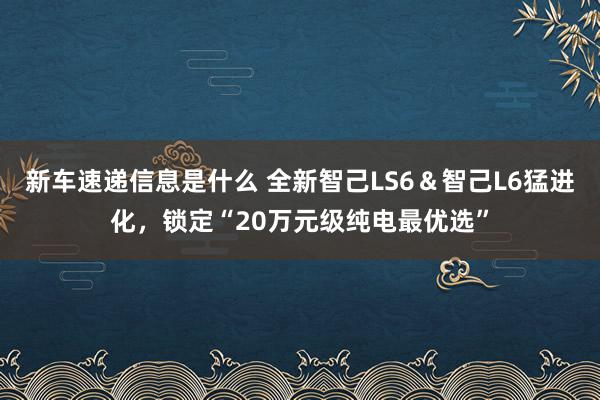 新车速递信息是什么 全新智己LS6＆智己L6猛进化，锁定“20万元级纯电最优选”