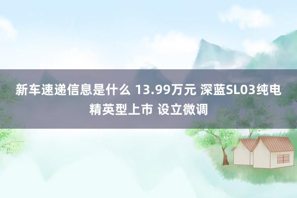 新车速递信息是什么 13.99万元 深蓝SL03纯电精英型上市 设立微调