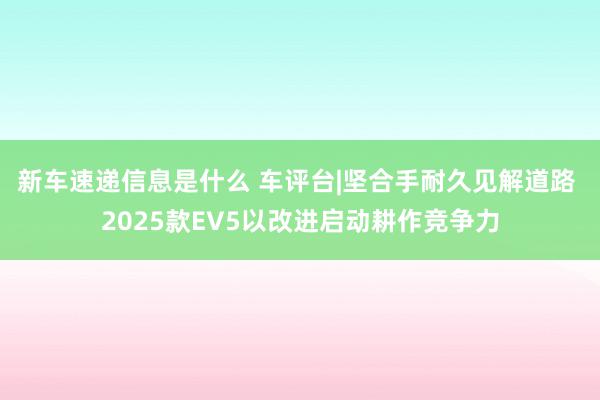 新车速递信息是什么 车评台|坚合手耐久见解道路 2025款EV5以改进启动耕作竞争力