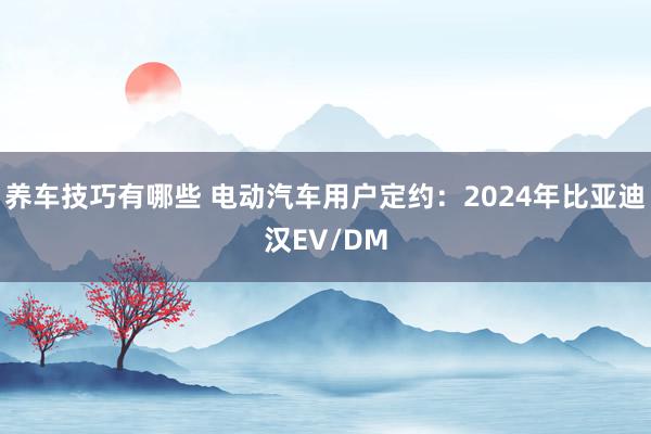 养车技巧有哪些 电动汽车用户定约：2024年比亚迪汉EV/DM