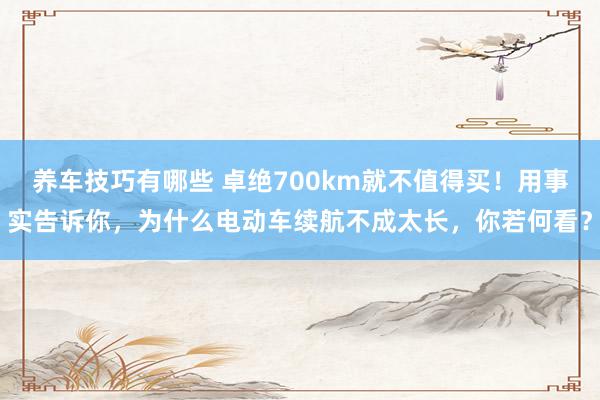 养车技巧有哪些 卓绝700km就不值得买！用事实告诉你，为什么电动车续航不成太长，你若何看？