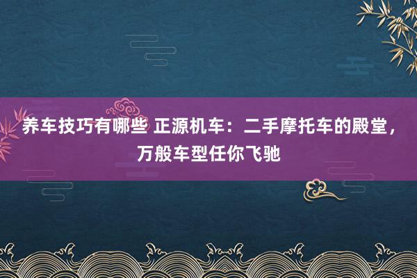 养车技巧有哪些 正源机车：二手摩托车的殿堂，万般车型任你飞驰