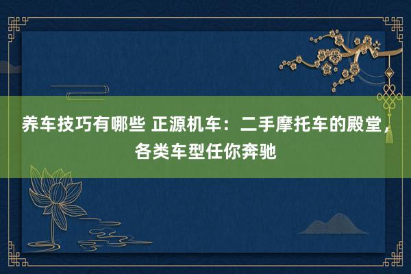 养车技巧有哪些 正源机车：二手摩托车的殿堂，各类车型任你奔驰