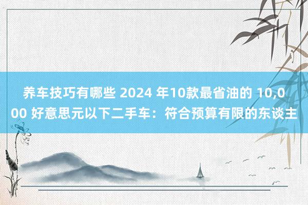 养车技巧有哪些 2024 年10款最省油的 10,000 好意思元以下二手车：符合预算有限的东谈主