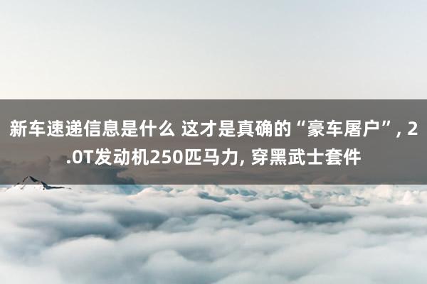 新车速递信息是什么 这才是真确的“豪车屠户”, 2.0T发动机250匹马力, 穿黑武士套件