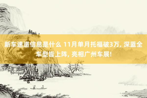 新车速递信息是什么 11月单月托福破3万, 深蓝全车型皆上阵, 亮相广州车展!