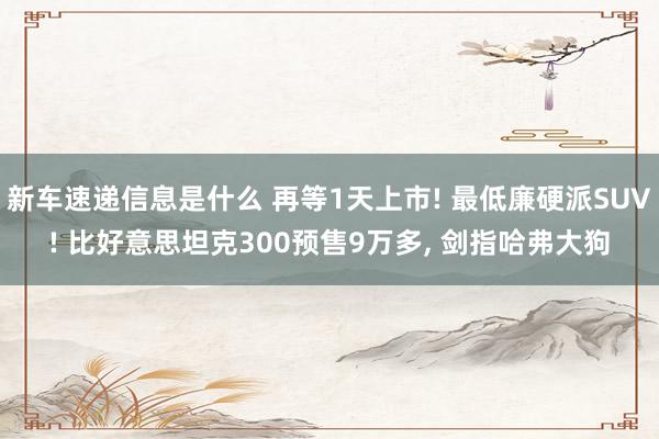 新车速递信息是什么 再等1天上市! 最低廉硬派SUV! 比好意思坦克300预售9万多, 剑指哈弗大狗