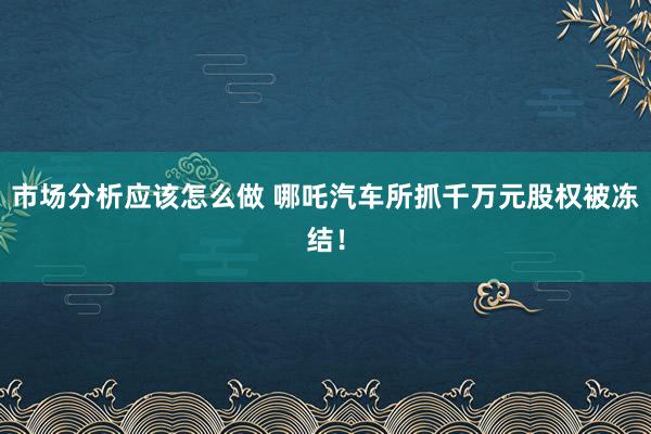 市场分析应该怎么做 哪吒汽车所抓千万元股权被冻结！