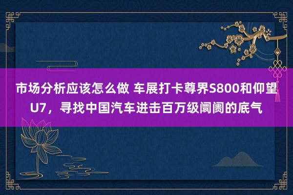 市场分析应该怎么做 车展打卡尊界S800和仰望U7，寻找中国汽车进击百万级阛阓的底气