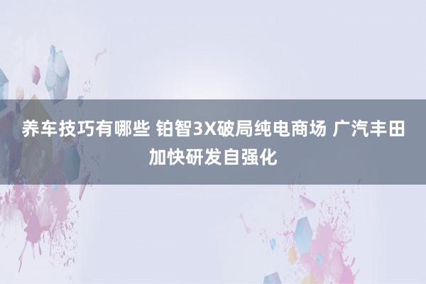 养车技巧有哪些 铂智3X破局纯电商场 广汽丰田加快研发自强化