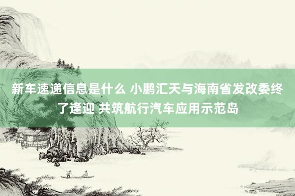 新车速递信息是什么 小鹏汇天与海南省发改委终了逢迎 共筑航行汽车应用示范岛