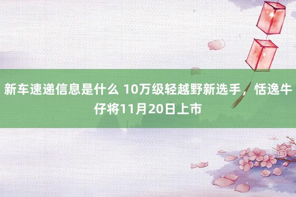 新车速递信息是什么 10万级轻越野新选手，恬逸牛仔将11月20日上市