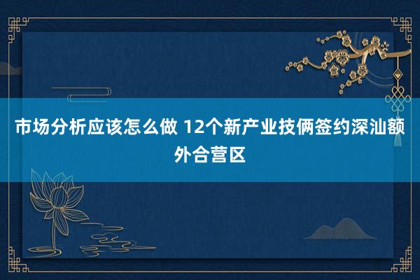 市场分析应该怎么做 12个新产业技俩签约深汕额外合营区